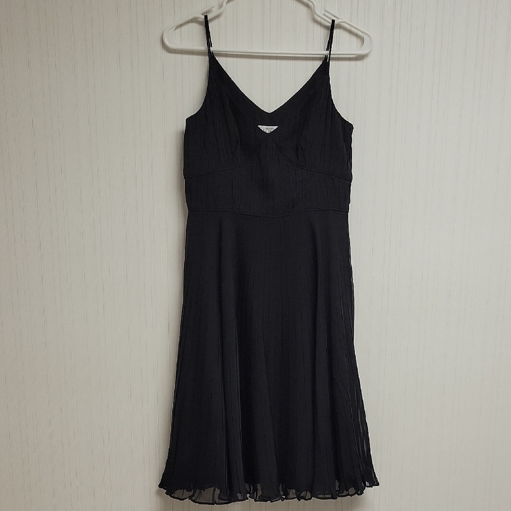 LOFT little Black dress sz 2 whimsigoth fairy pleats cocktail babydoll sheer